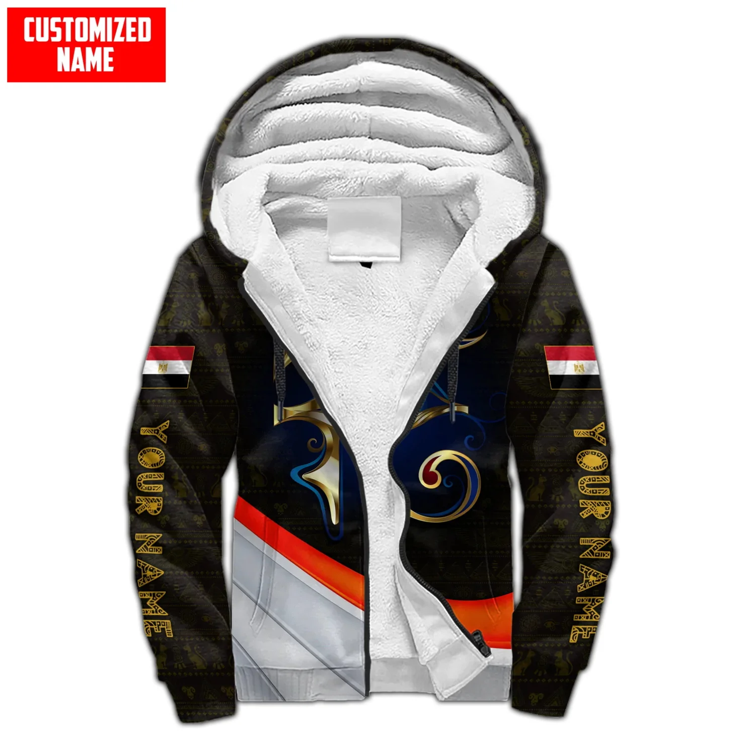 Sudadera con Capucha Antiguo Egipto 3D – Polar Cálido con Cremallera Masculina - imagen 2