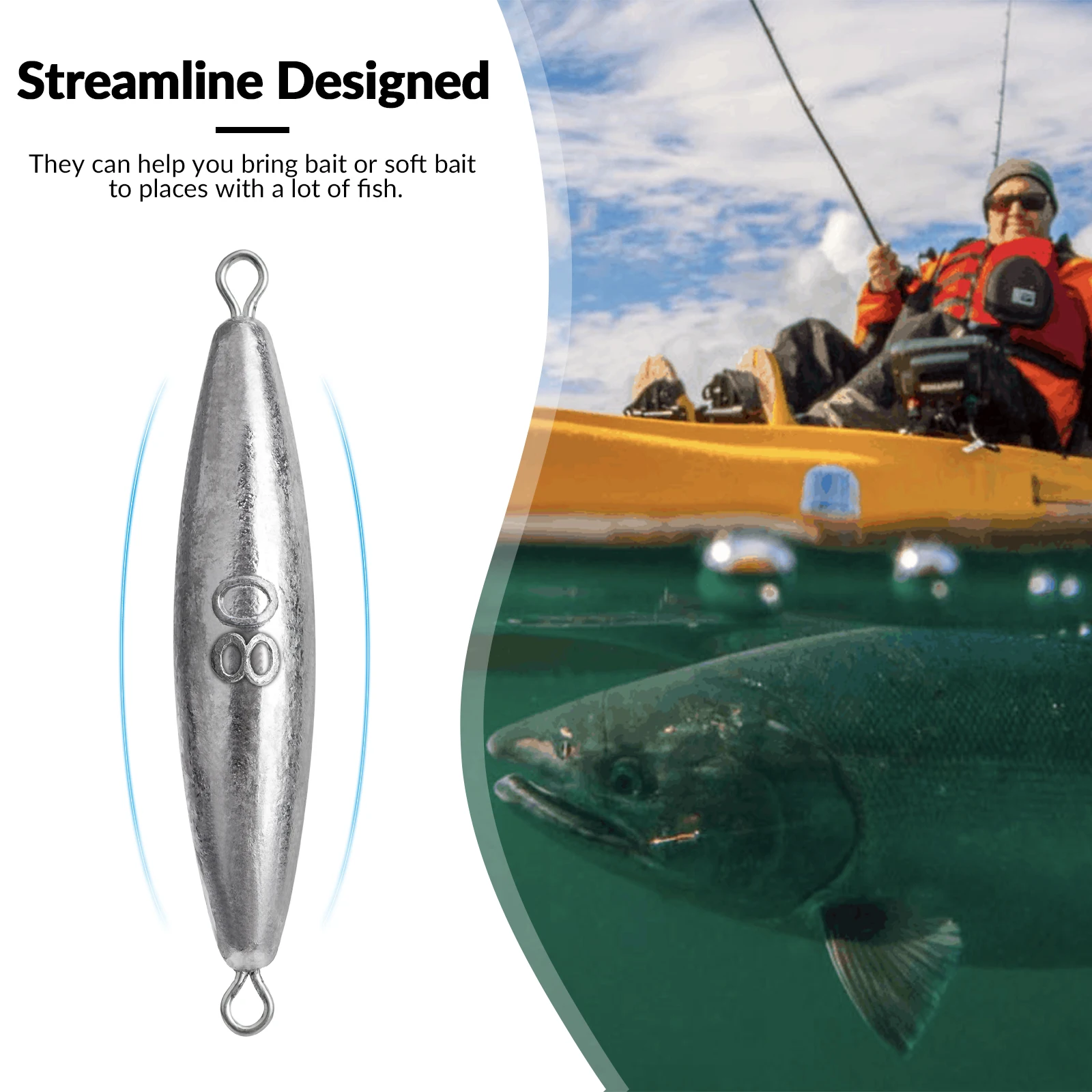 THKFISH Plomos tipo torpedo con doble anilla para pesca en línea