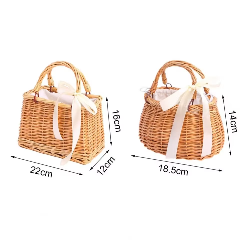 Cesta Mimbre Picnic Tejida a Mano – Bolso Ratán - imagen 5