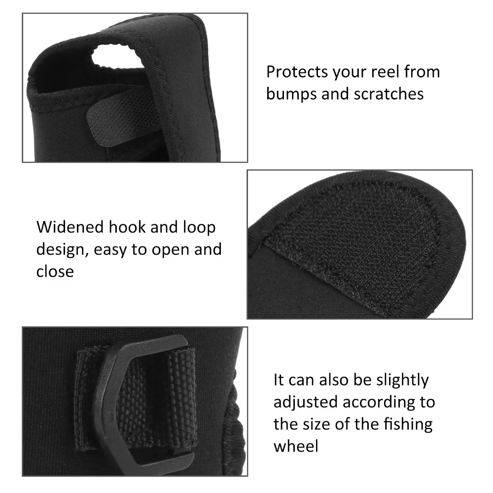 Funda de tela para carrete de pesca con gancho, negra - imagen 2