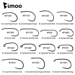 Bimoo Anzuelos sin púas de acero carbono para ninfa y streamer