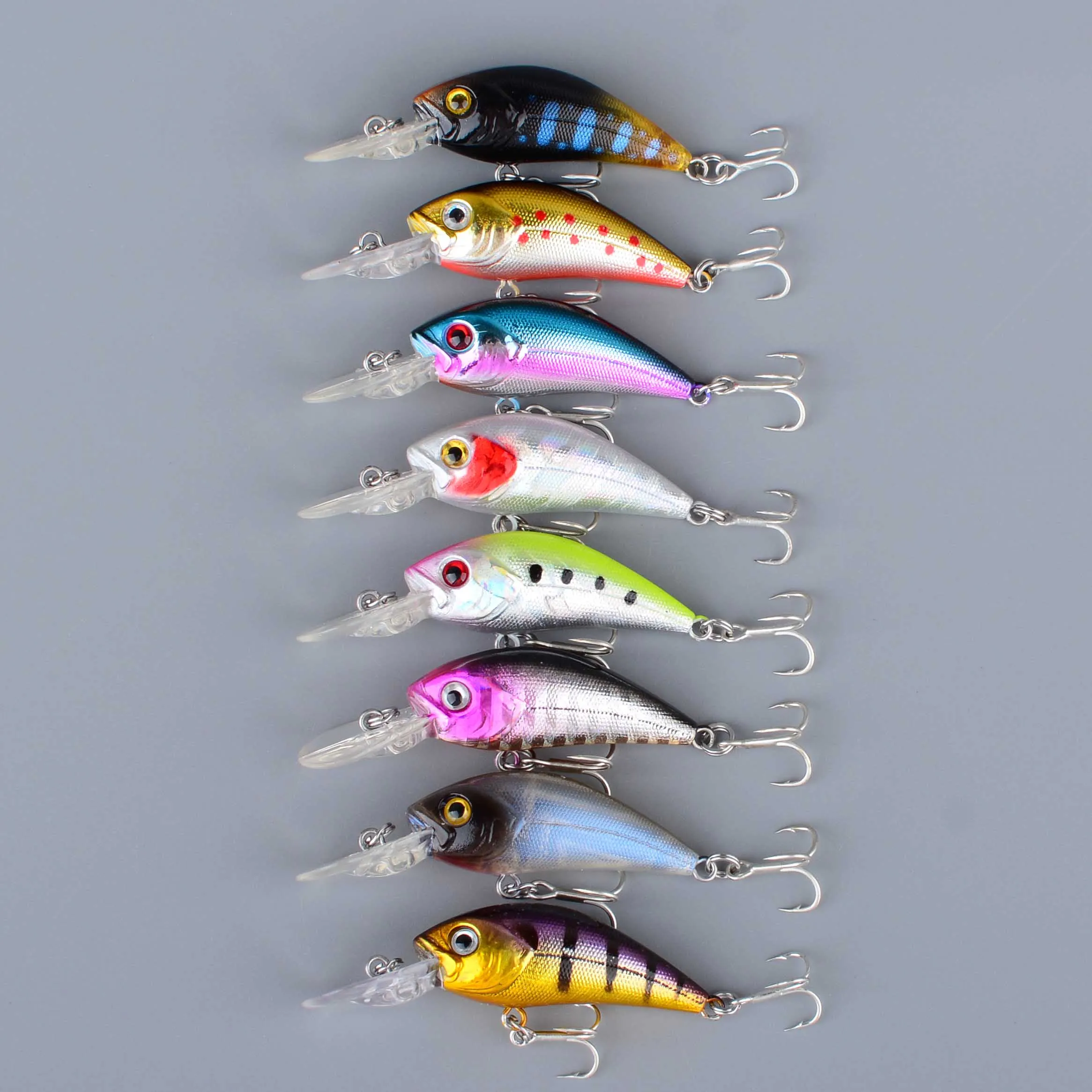 Crankbait de hundimiento Minnow con anzuelos triples y ojos 3D - imagen 5
