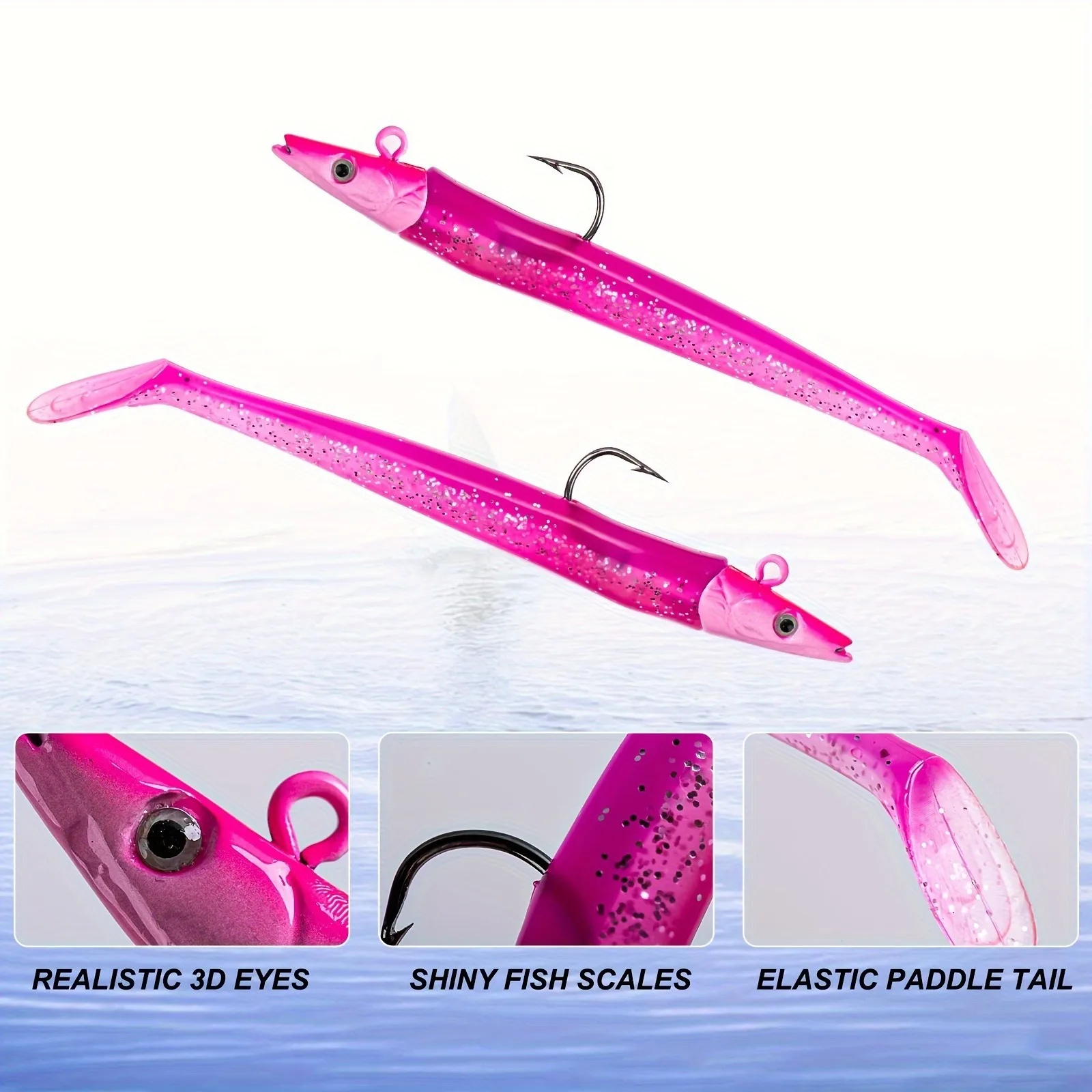 Señuelo blando jig anguila hundible Goture – Ojos 3D cola T - imagen 4
