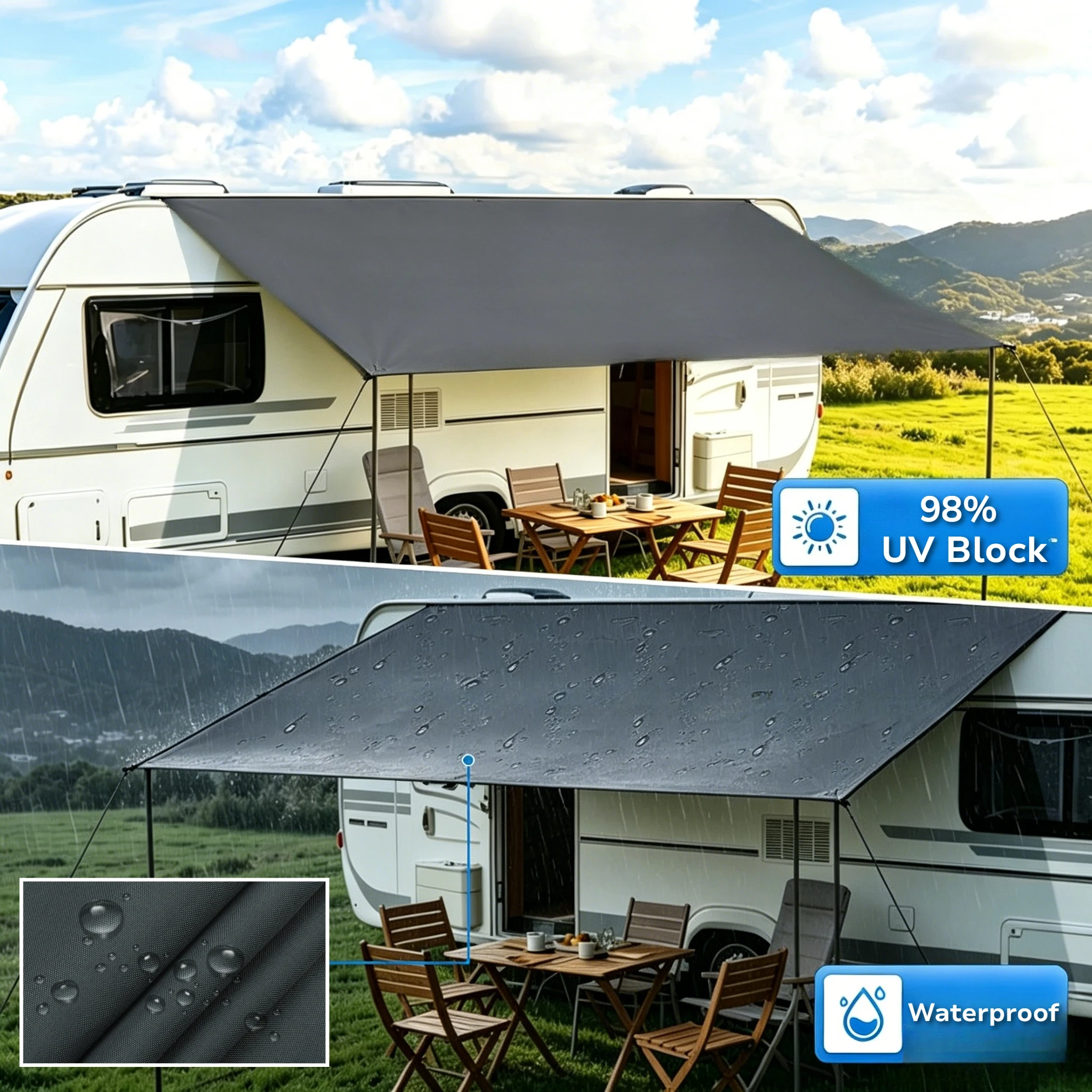 Toldo impermeable anti-UV para coche con postes de aluminio - imagen 5
