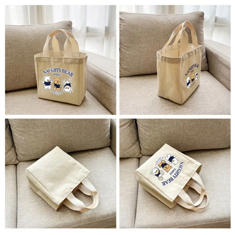 Bolsa de picnic de lona con bordado de oso y dibujos animados - imagen 2