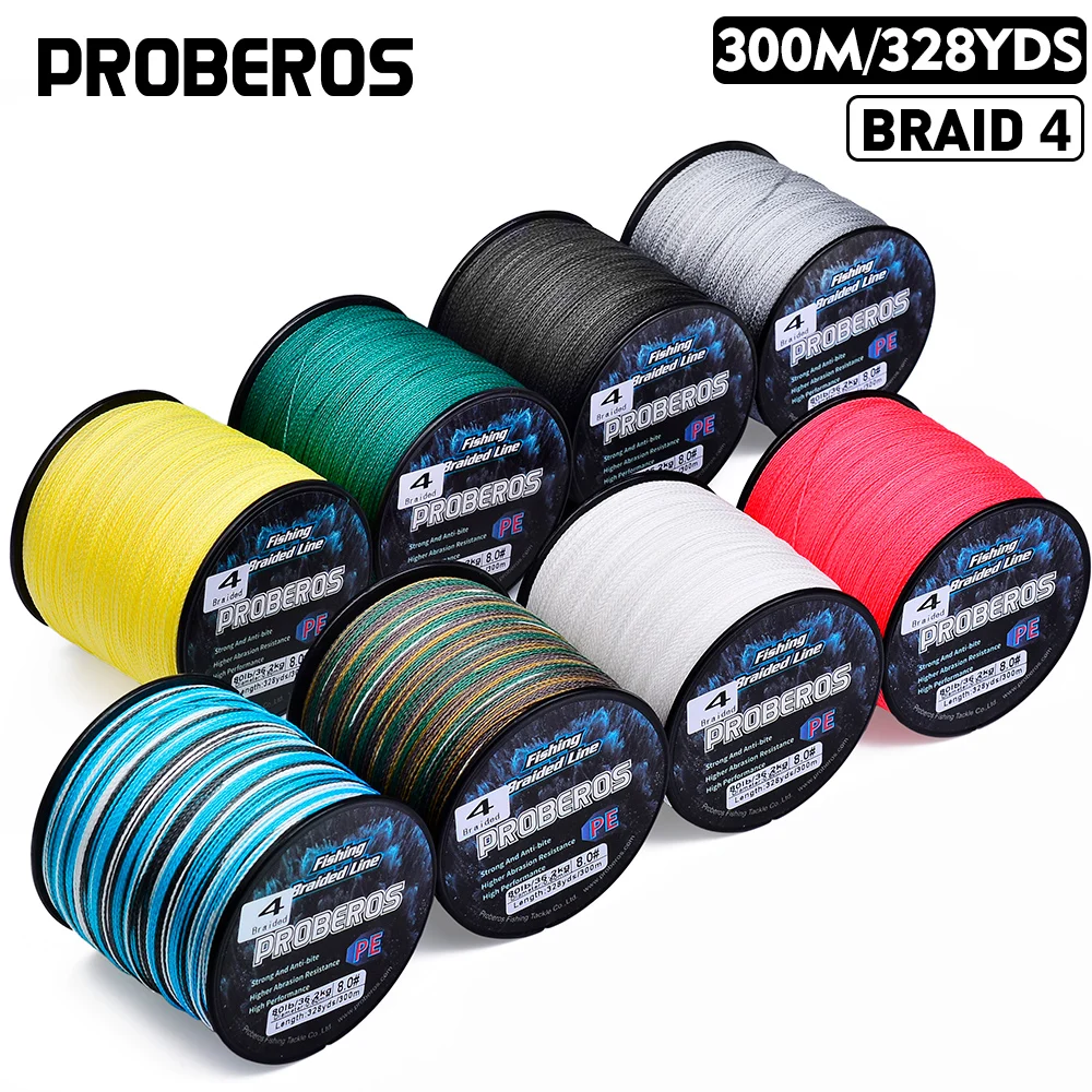 Sedal de pesca trenzado Proberos PE multifilamento 4 soportes 6-80lb