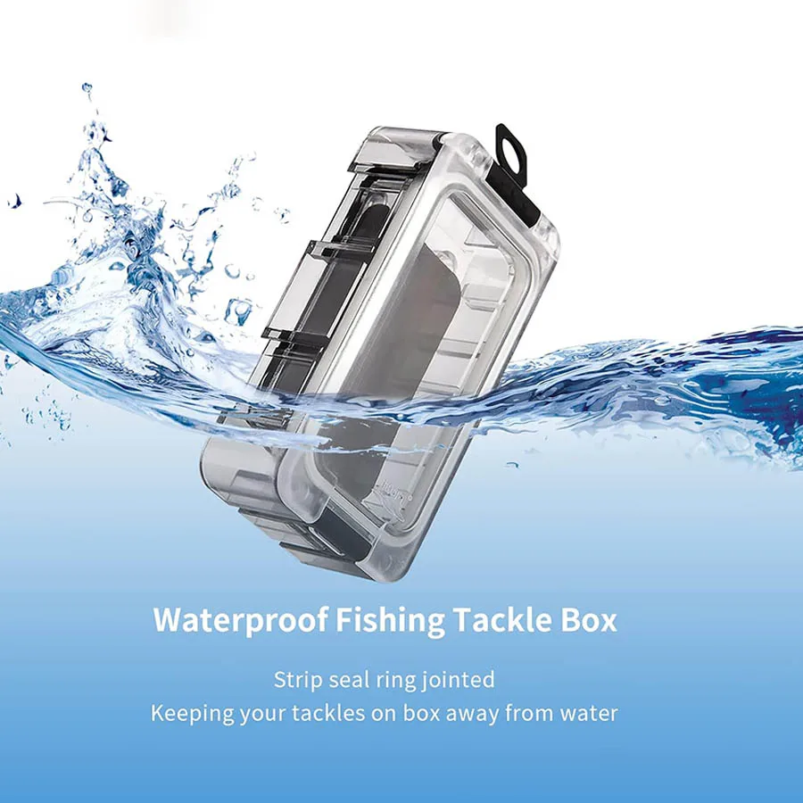 Mini caja de almacenamiento de pesca abierta mostrando su interior