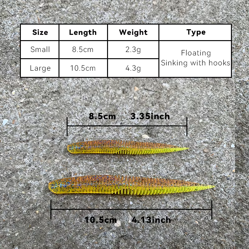 Señuelo blando Hailuo 8,5 cm - Gusano para lubina cola recta - imagen 5