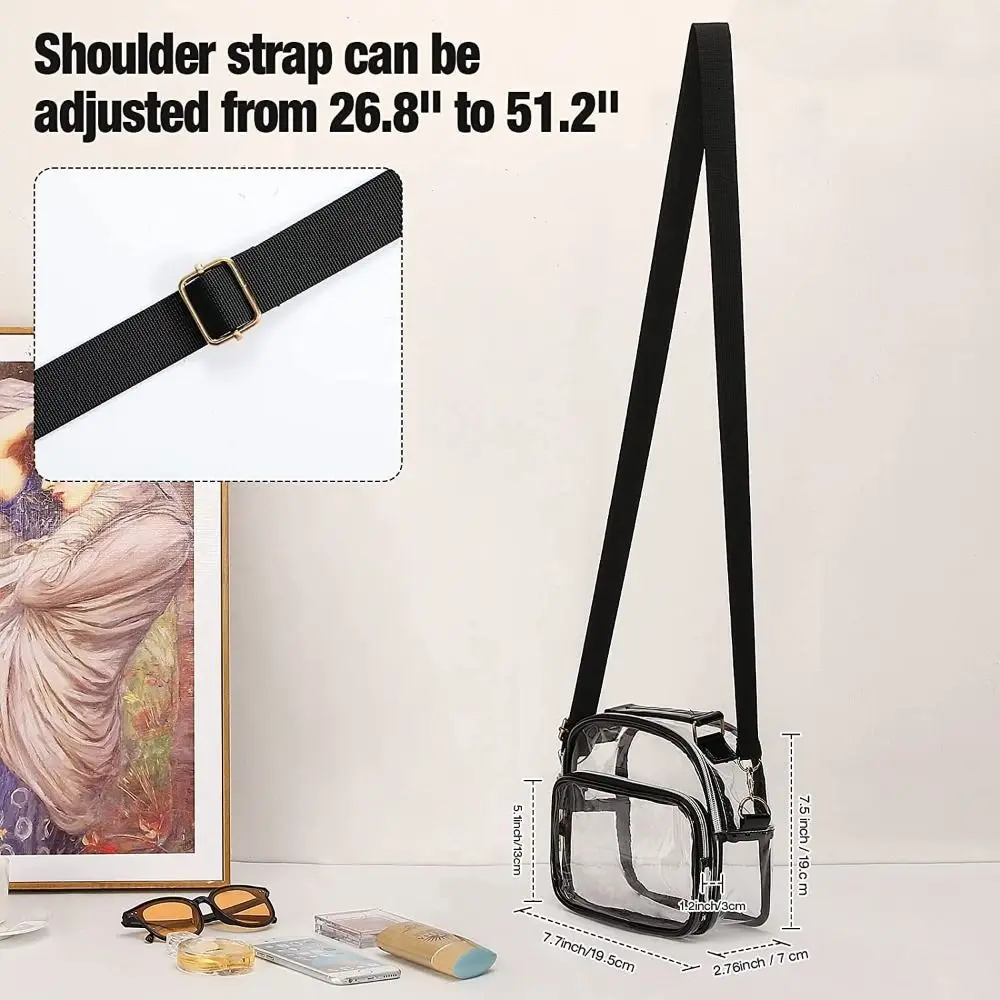 Bolso bandolera transparente de PVC, uso casual y salida de día