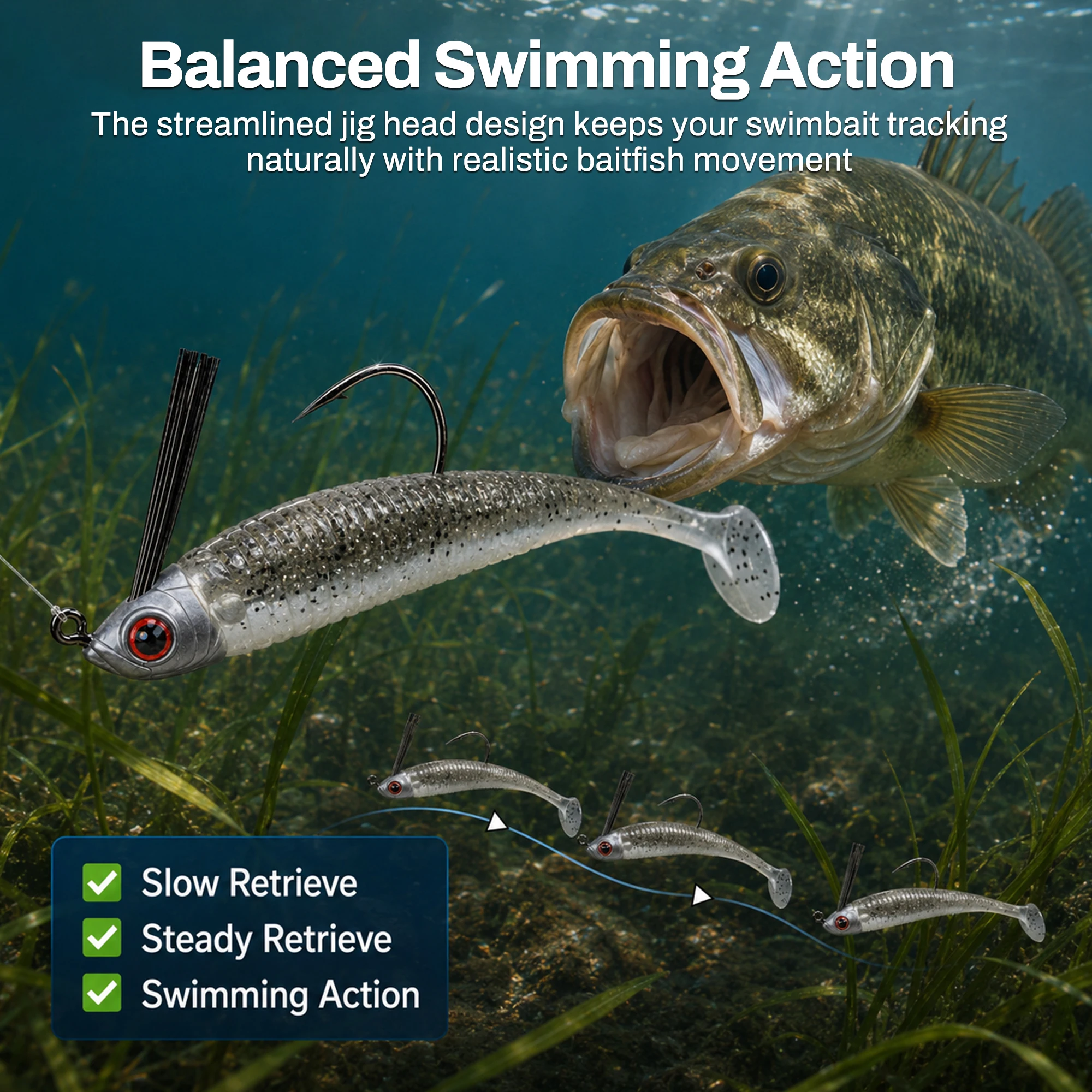 Anzuelos Jig Head sin enredos para swimbait con protector de fibra - imagen 4