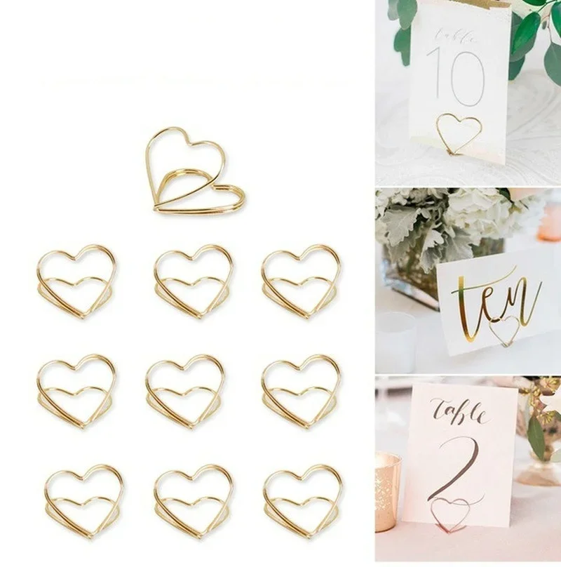 Set de clips metálicos en forma de corazón