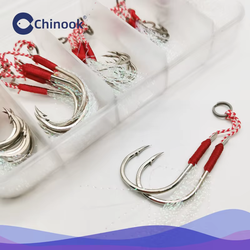 Chinook jigging lento: gancho de asistencia trenzado con pluma - imagen 4