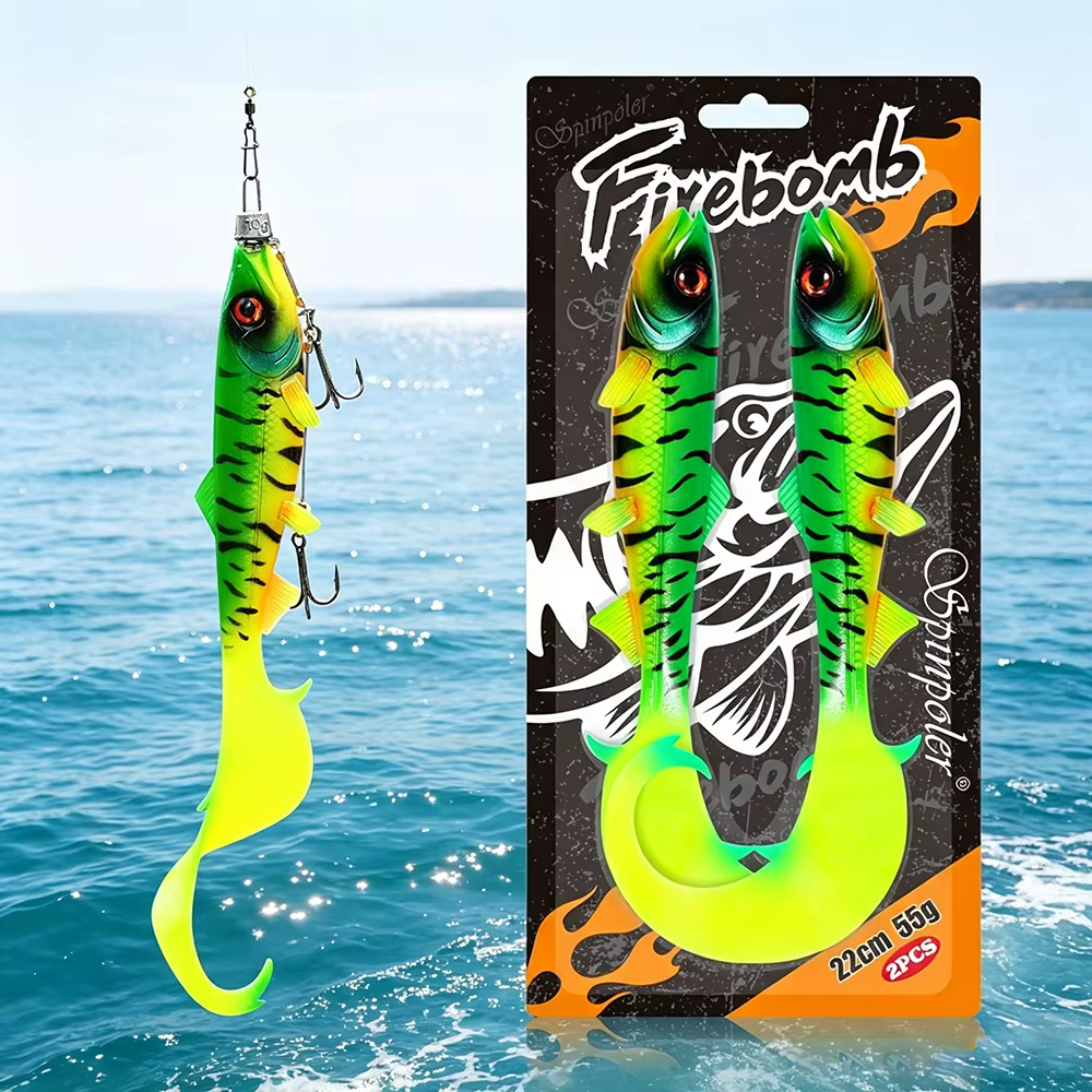 Spinpoler Firebomb Swimbait – Cola ondulada, nado lento, peces