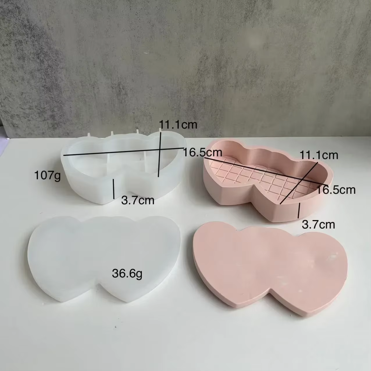 Molde silicona 3D corazón para yeso resina epoxi joyería y velas - imagen 4