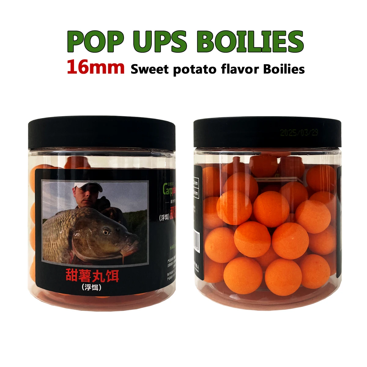 Bolas de cebo emergente con sabor a patata dulce