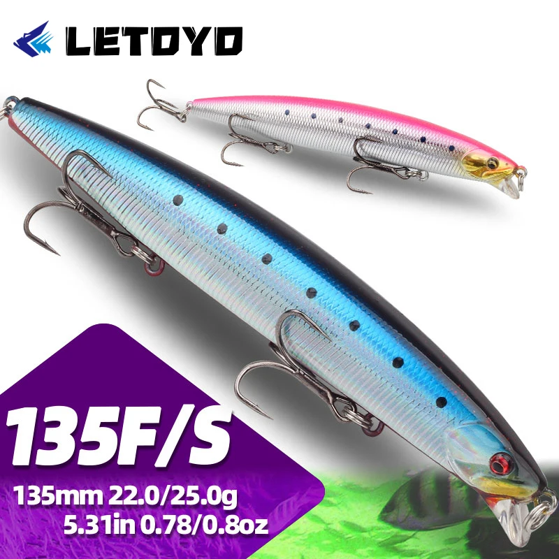 LETOYO Jerkbait hundible de largo alcance para lubina