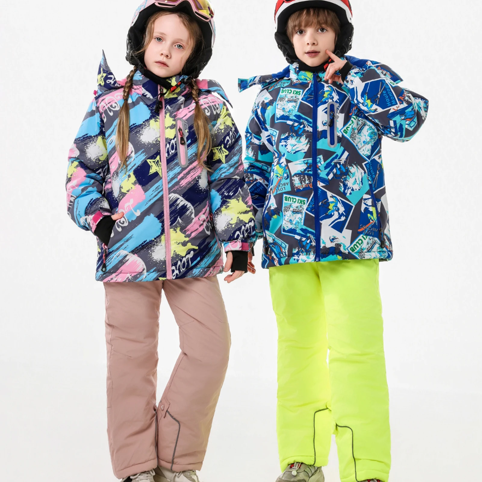 Traje de nieve impermeable para niños con capucha y tejido cálido - imagen 5