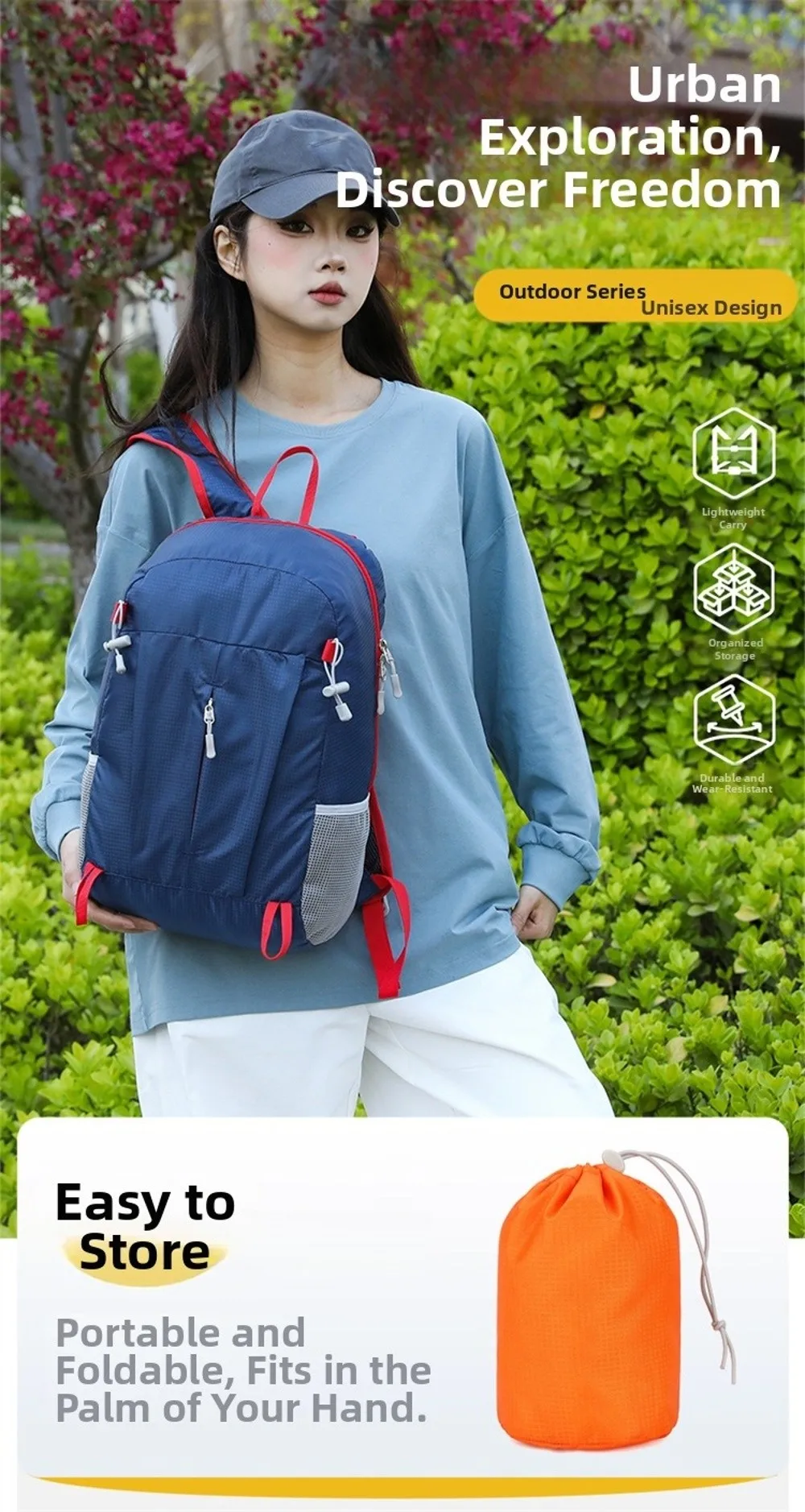 Mochila plegada compacta