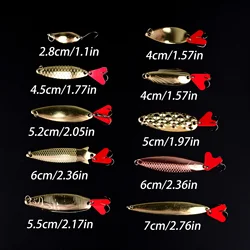 Cucharillas giratorias de pesca metálicas doradas y plateadas