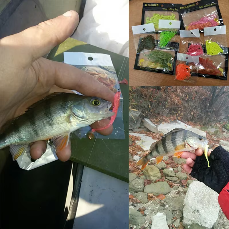 Jig Wobbler de vinilo con conmemón para lubina y carpa