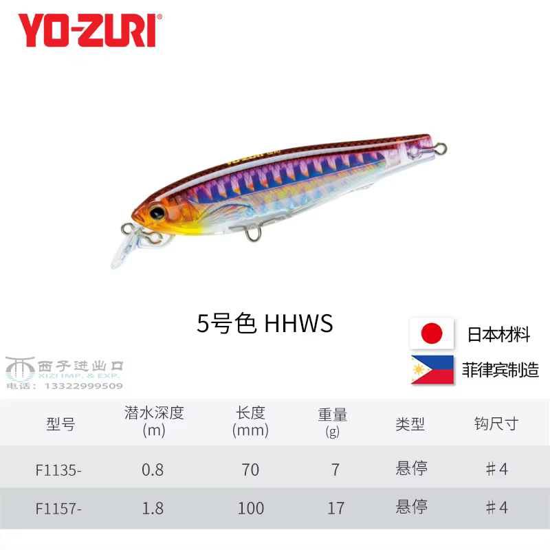 YO-ZURI 3DF1135 Crossbill, Minnow Suspendido para Spinning - imagen 4