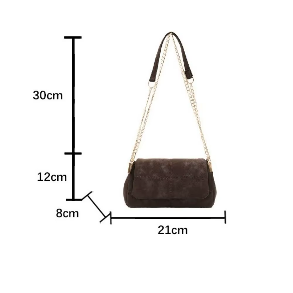 Bolso bandolera mujer de cuero suede con cadena – Gran - imagen 4