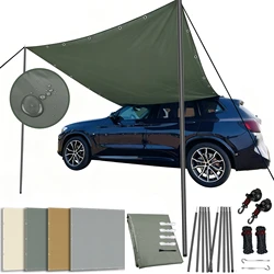 Toldo coche impermeable anti-UV con laterales y postes aluminio