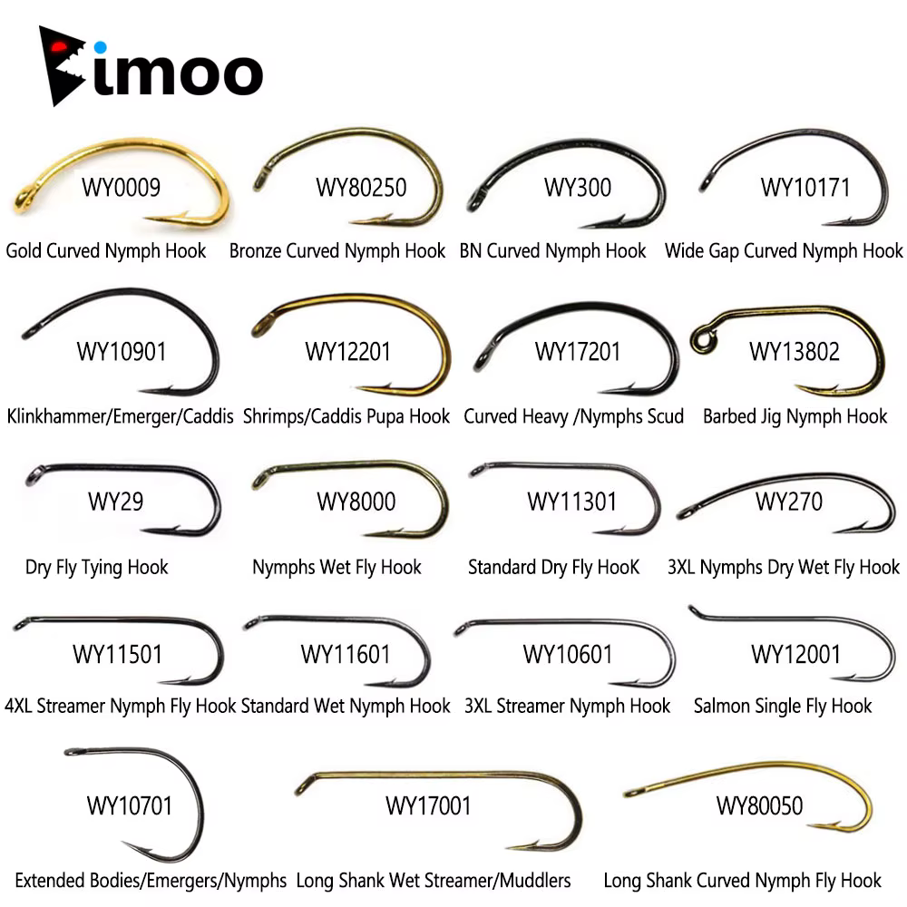 Anzuelo de atado Bimoo Caddis y Ninfa – Acero carbono con púas para trucha