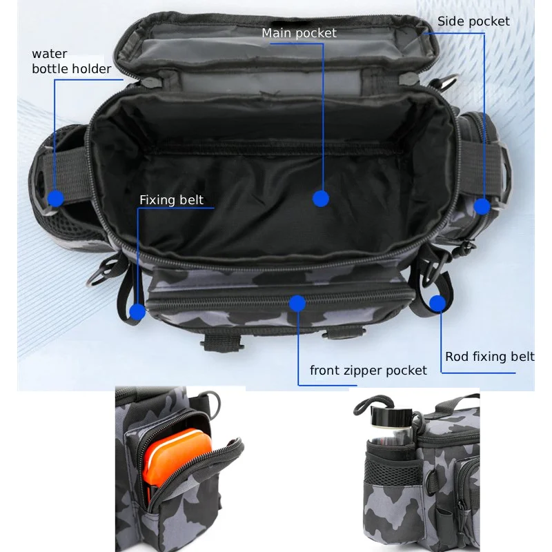 Bolsa de Pesca con soporte para cañas y riñonera para señuelos - imagen 4