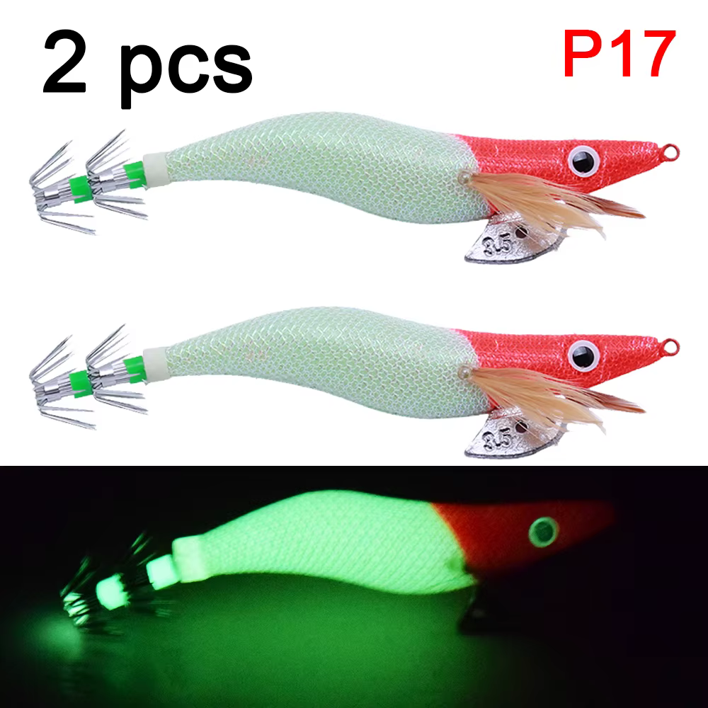 Señuelo de madera anzuelo calamar diseño camarón pesca - imagen 4