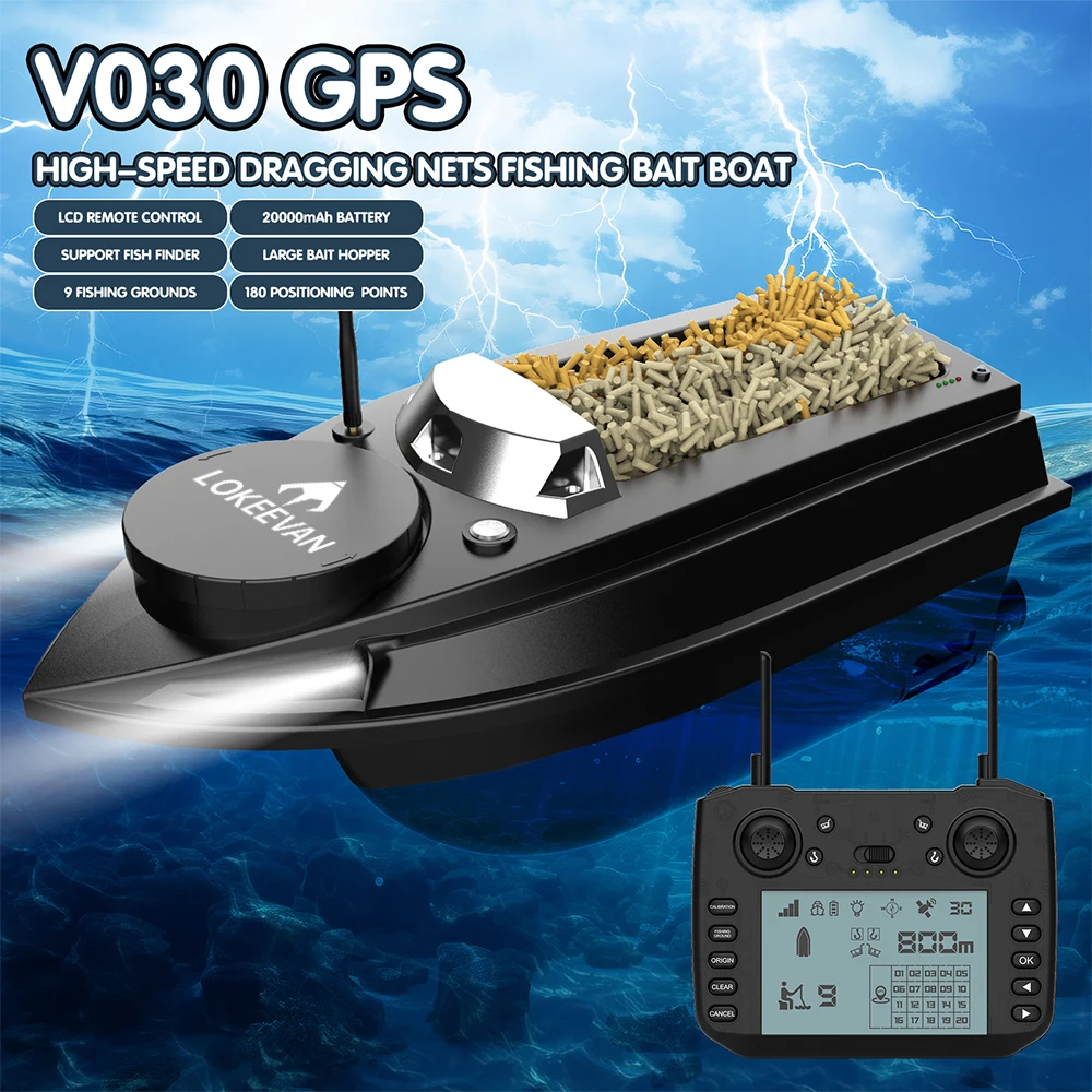 Barco cebador con GPS V030 – 12V para pesca con control remoto - imagen 4