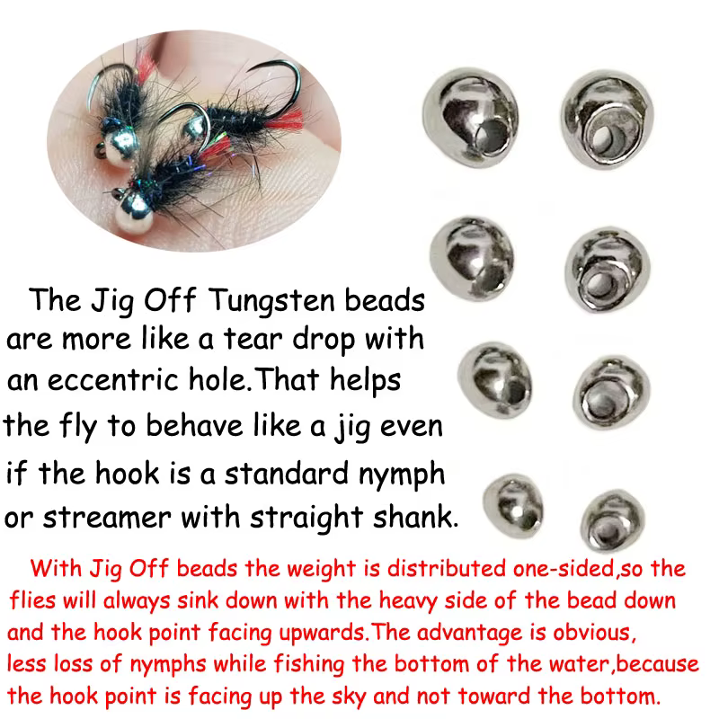 Perlas de tungsteno en gota lagrima plateada para mosca ninfas - imagen 5