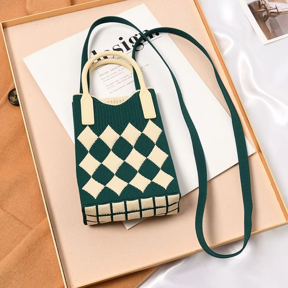 Bolso tote de punto para mujer con cadena y asa bandolera - imagen 2