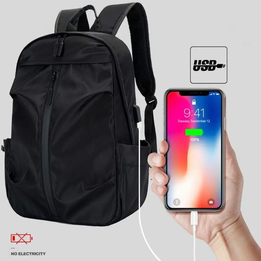 Mochila ordenador lavable de nailon gran capacidad gris negro azul - imagen 4