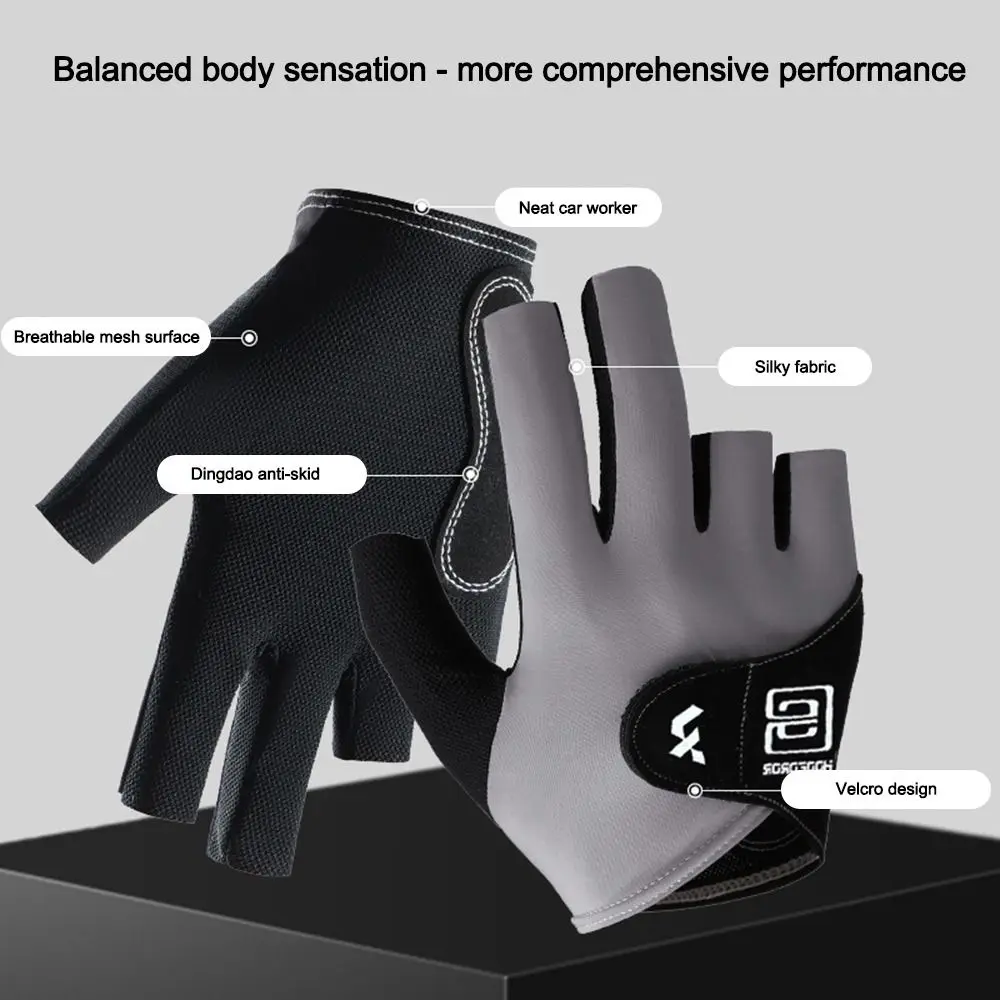 Guantes de billar elásticos antideslizantes medio dedo transpirable - imagen 3