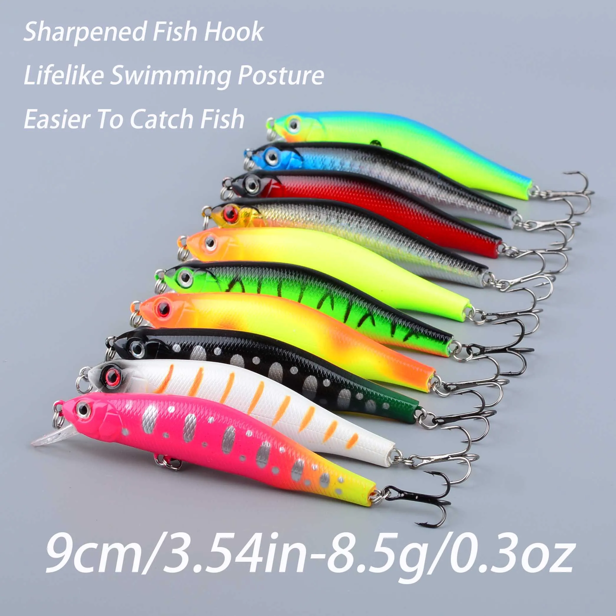 Señuelo Minnow hundimiento Crankbait duro con ojos 3D para pesca - imagen 4