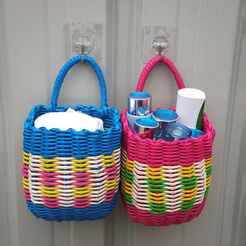 Cesta de mimbre tejida a mano de almacenamiento para picnic jardín - imagen 3