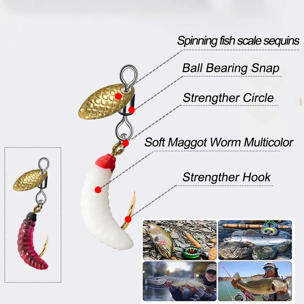 Señuelo spinner lentejuelas para trucha y salmón – gancho de acero - imagen 3