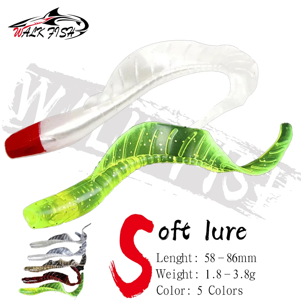 Señuelos de silicona WALK FISH – Gusanos suaves de cola larga realista - imagen 4