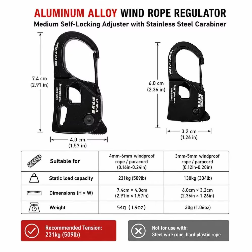 Tensor de Cuerda Automático para Tienda de Campaña – Aluminio - imagen 4