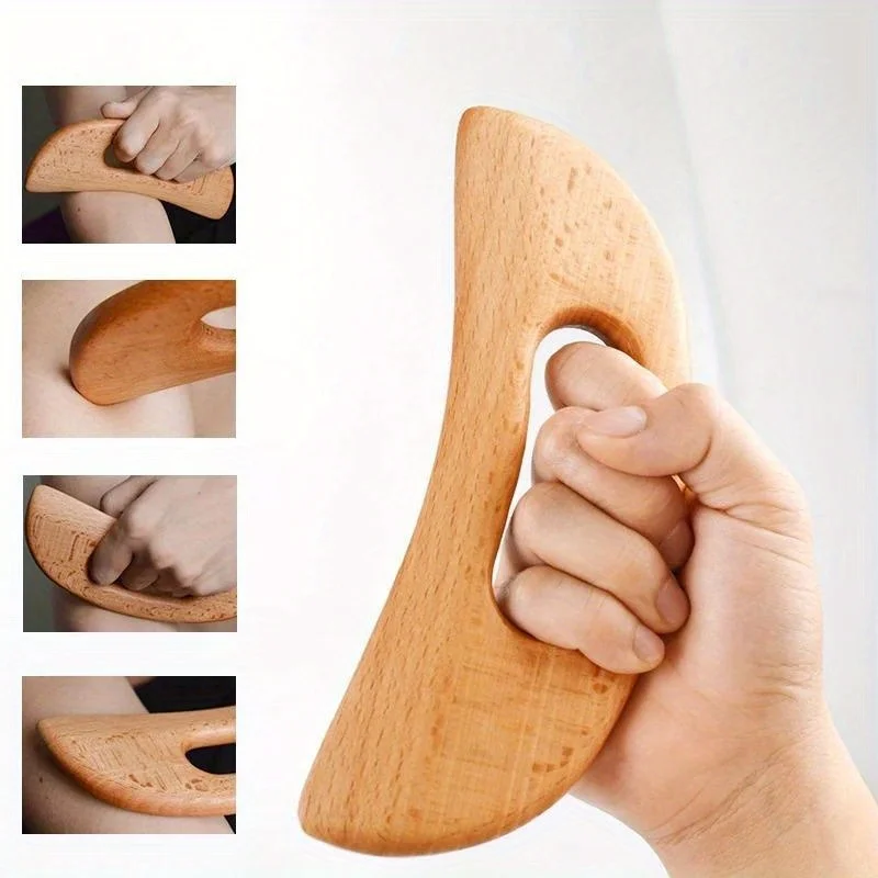 Tabla de gua sha de madera natural para masaje facial y corporal