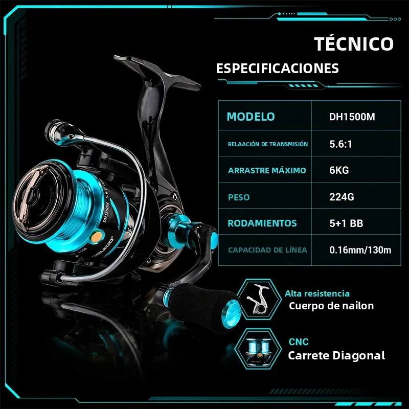 Carrete de Pesca DEUKIO metal CNC para agua dulce y salada - imagen 5