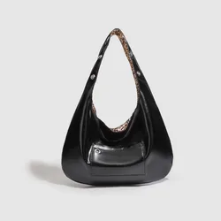 Bolso de hombro de cuero PU con estampado leopardo, gran capacidad