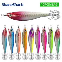 ShareShark Señuelo de calamar de madera luminoso con anzuelo