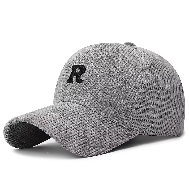 Gorro de pana con bordado 3D en color sólido