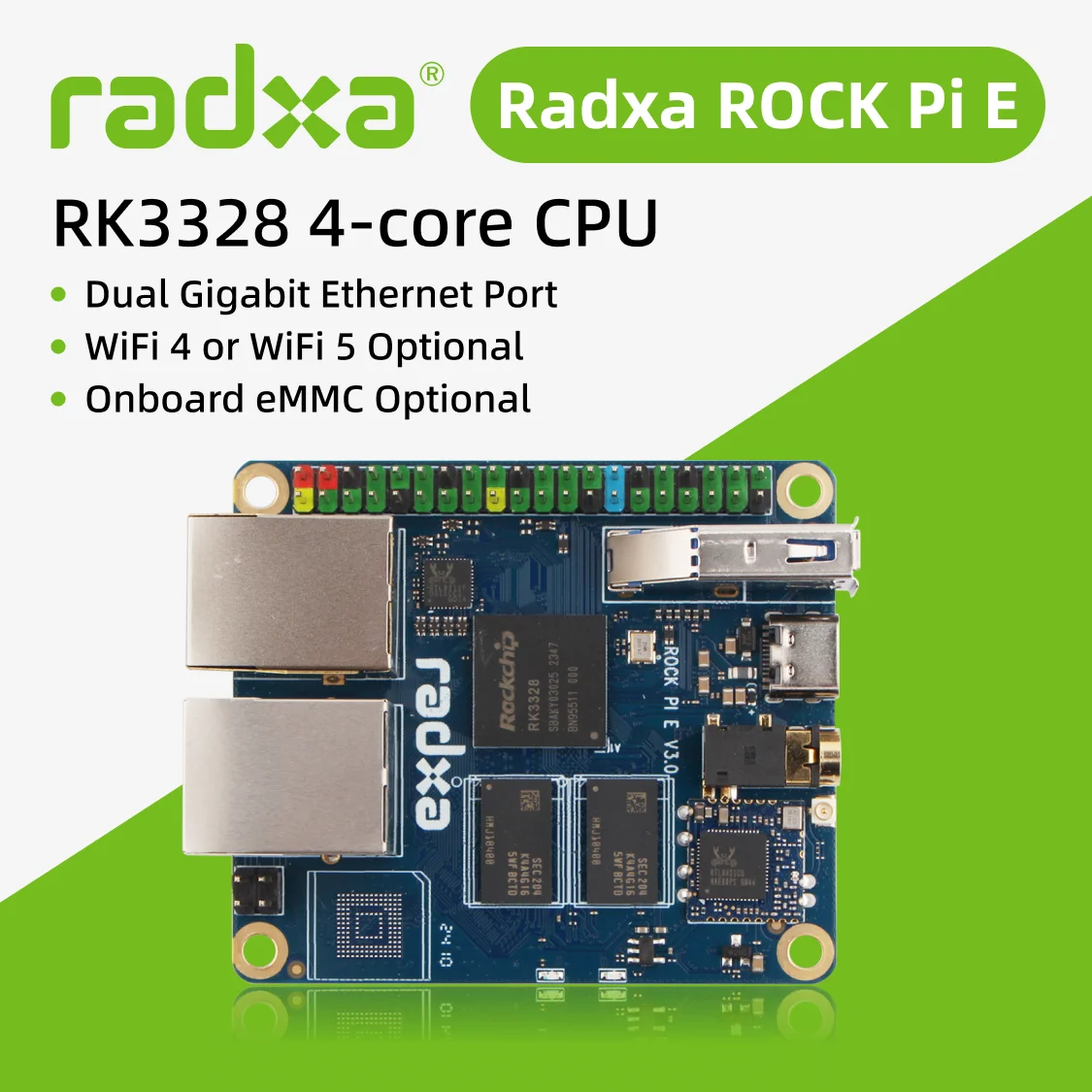 Radxa ROCK Pi E RK3328 – Placa de desarrollo con doble Gigabit y WiFi - imagen 3