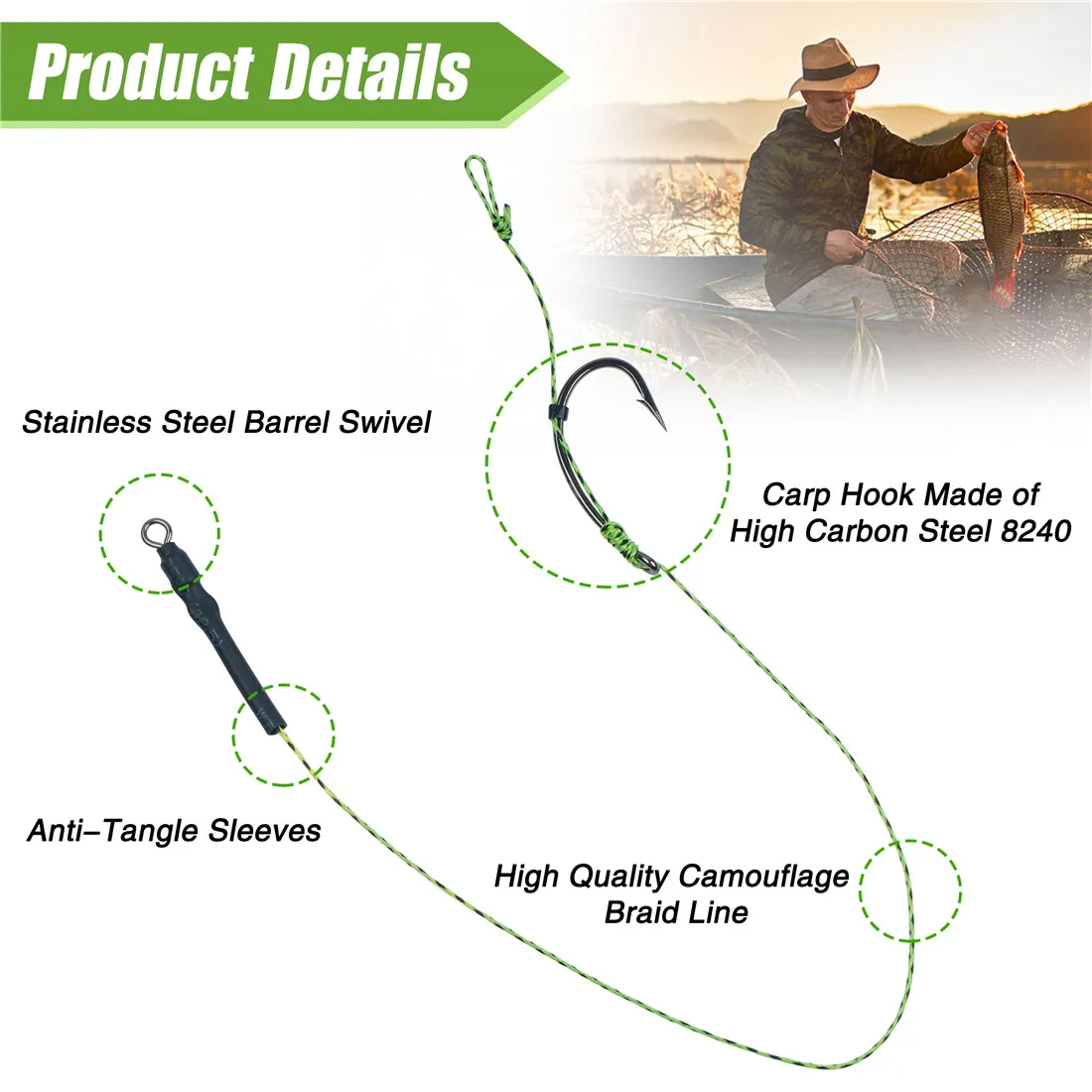 Anzuelos Pretados para Carpa – Hair Rig con Boilies Listo - imagen 2