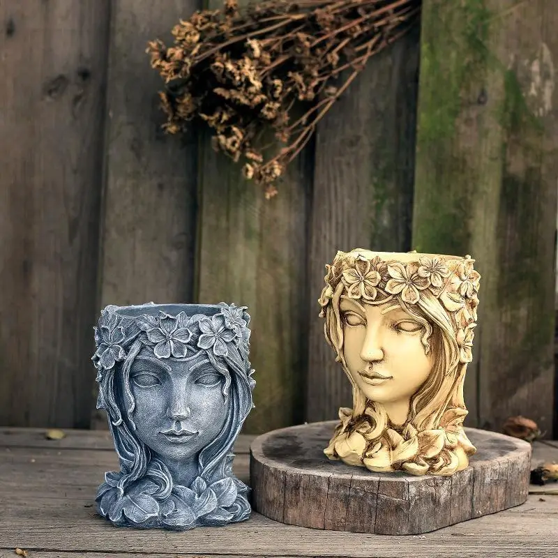 Maceta suculenta Goddess Statue con arreglo floral para jardín - imagen 2