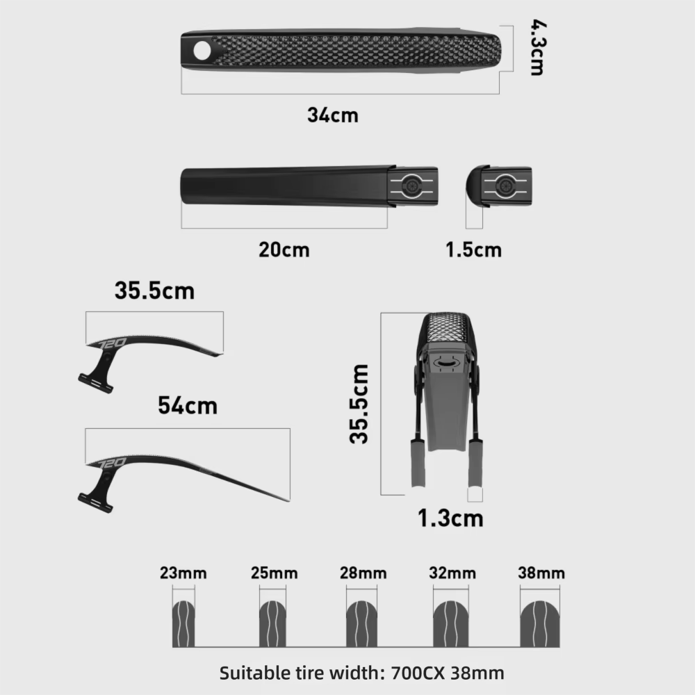 Guardabarros Universal Ajustable para Bicicleta - Nylon Ligero y Resistente - imagen 4