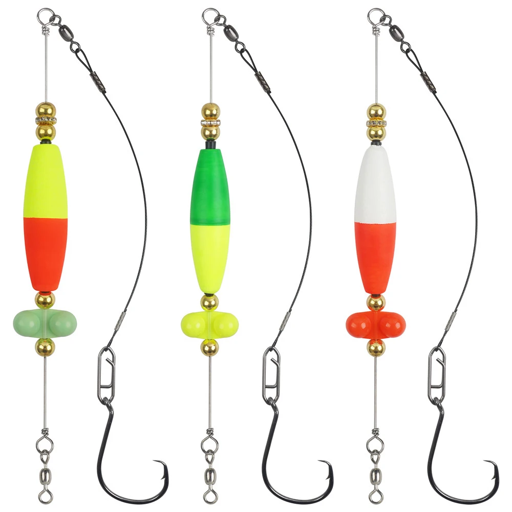 Kit completo de aparejos de pesca con sonajero flotante y ganchos 8/0